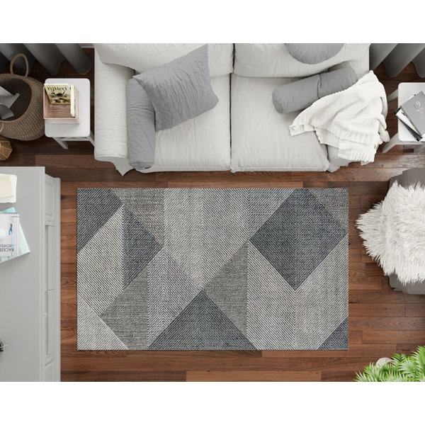 Williston Jenelle Flatweave Grey/Black Rug Wayfair.co.uk